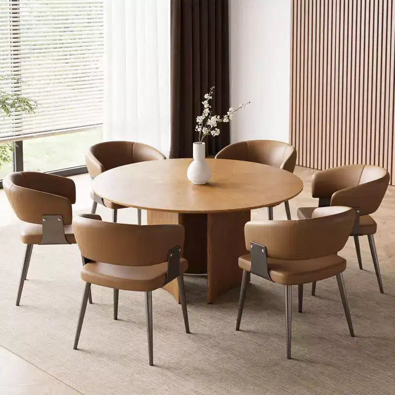 Table à manger ronde de 150 cm Table de cuisine pour 6 personnes Bureau circulaire moderne du milieu du siècle pour salle à manger
