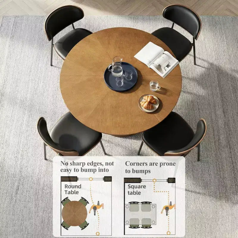 Table à manger ronde de 150 cm Table de cuisine pour 6 personnes Bureau circulaire moderne du milieu du siècle pour salle à manger