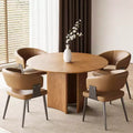 Gaoyangjiaju 59.05 Inch Round Dining Table Kitchen Table for 6 People Modern Mid Century Circle Desk for Dining Room