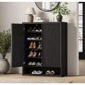 31.5'' Shoe Cabinet, Large Shoe Storage Cabinet with Adjustable Shelves, Wooden Shoe Organizer with Fluted Door for Entryway &amp; Living Room