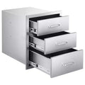 VEVOR Outdoor Kitchen Drawers 18.11W x 23.23D x 23.23H, Triple-Access Stainless Steel BBQ Drawers with Handles, Silver