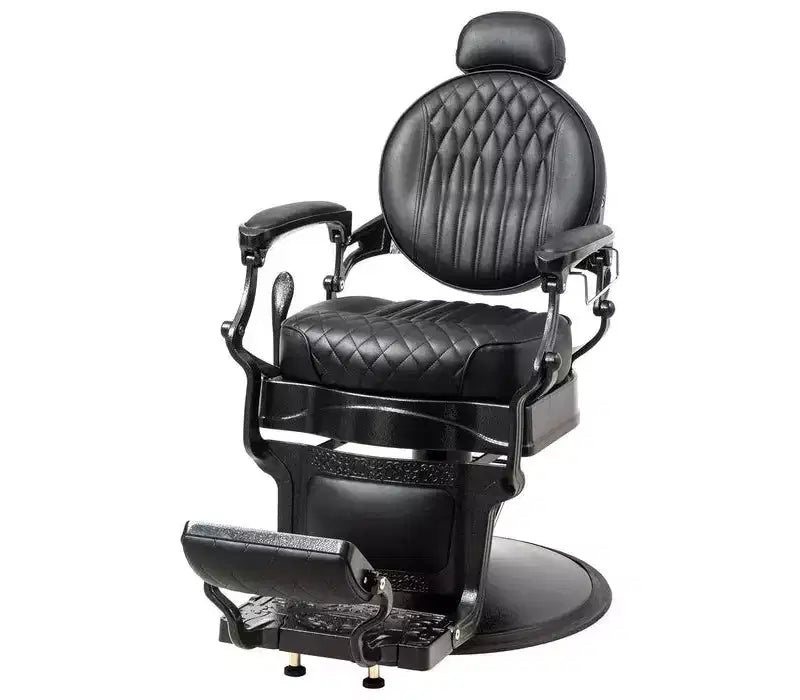 Fauteuil de barbier inclinable hydraulique robuste rétro noir et or