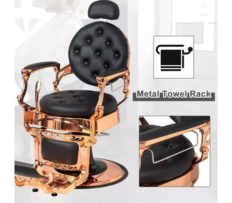 Fauteuil de barbier inclinable hydraulique robuste de style vintage