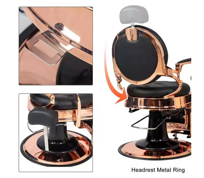 Fauteuil de barbier inclinable hydraulique robuste de style vintage