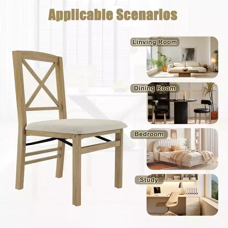 Chaises Pliantes de Salle à Manger Lot de 2 avec Assise Rembourrée, Chaises Pliantes pour Cuisine, Salle à Manger, Petit Espace, Chaises d'Appoint Gain de Place