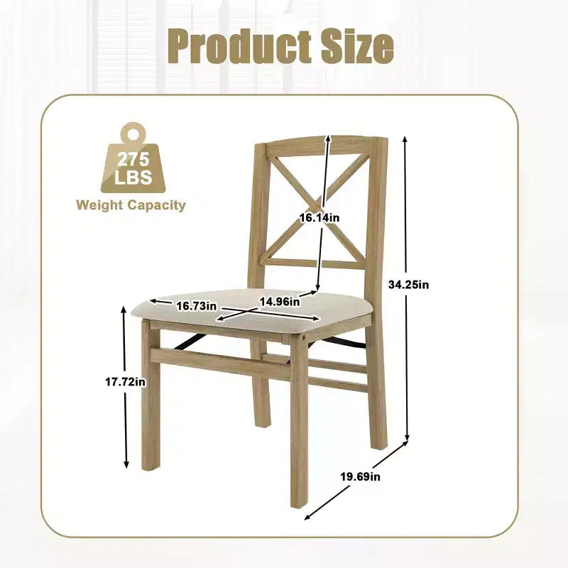 Chaises Pliantes de Salle à Manger Lot de 2 avec Assise Rembourrée, Chaises Pliantes pour Cuisine, Salle à Manger, Petit Espace, Chaises d'Appoint Gain de Place