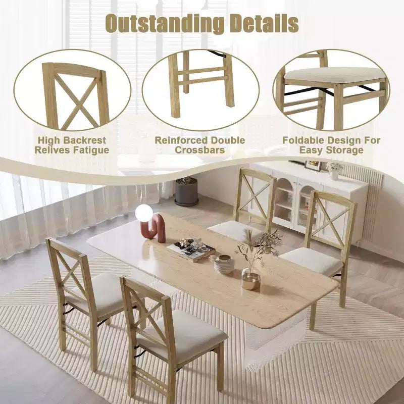 Chaises Pliantes de Salle à Manger Lot de 2 avec Assise Rembourrée, Chaises Pliantes pour Cuisine, Salle à Manger, Petit Espace, Chaises d'Appoint Gain de Place