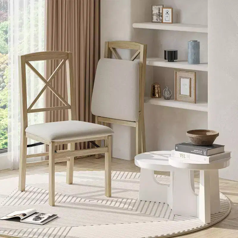 Chaises Pliantes de Salle à Manger Lot de 2 avec Assise Rembourrée, Chaises Pliantes pour Cuisine, Salle à Manger, Petit Espace, Chaises d'Appoint Gain de Place