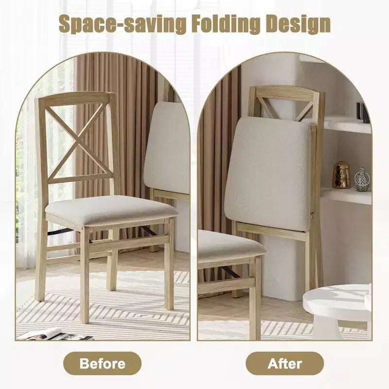 Chaises Pliantes de Salle à Manger Lot de 2 avec Assise Rembourrée, Chaises Pliantes pour Cuisine, Salle à Manger, Petit Espace, Chaises d'Appoint Gain de Place