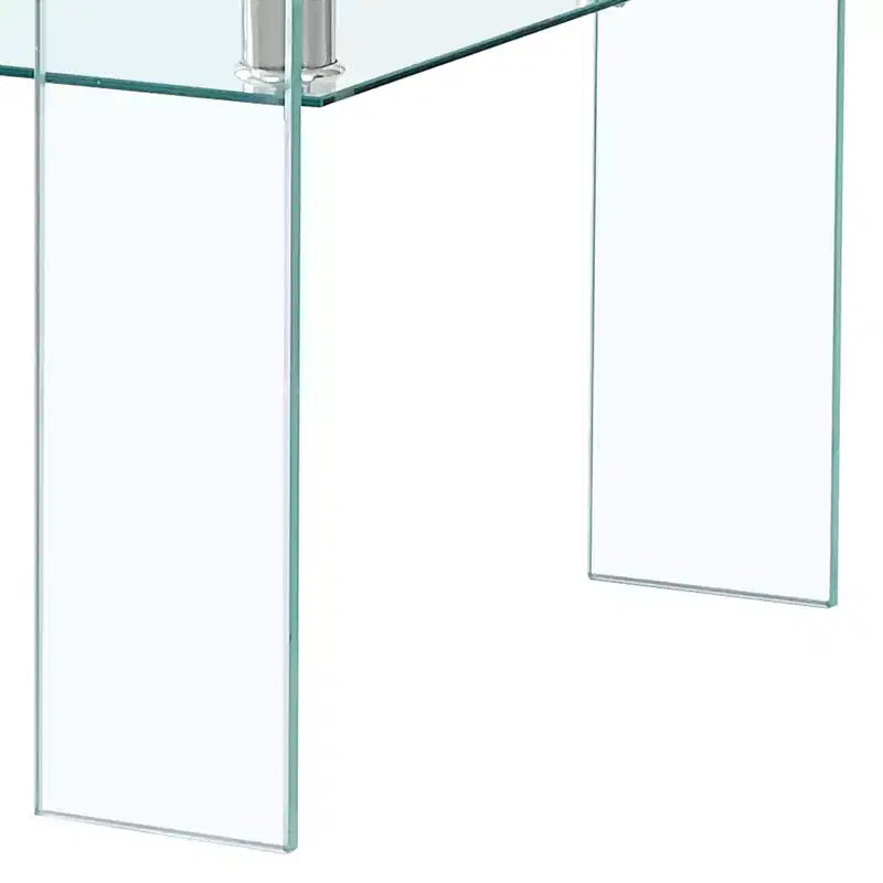 Table basse rectangulaire en verre transparent, table basse centrale moderne à 2 niveaux avec rangement pour salon