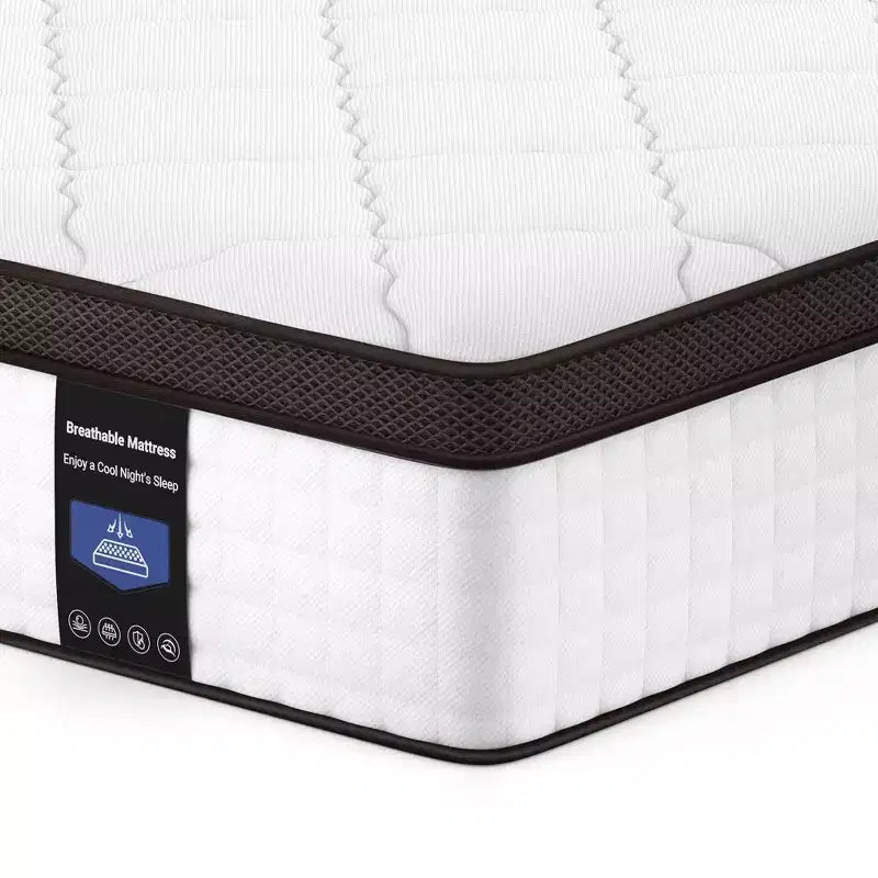 Matelas hybride haut de gamme de 12 pouces, fermeté moyenne - Compatible avec les lits plateformes, sommiers tapissiers ou à lattes
