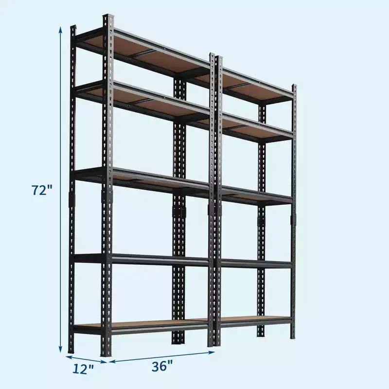 Étagères de rangement robustes à 5 niveaux, unité de rayonnage de garage en métal réglable, 183 cm de hauteur, capacité de 1000 kg