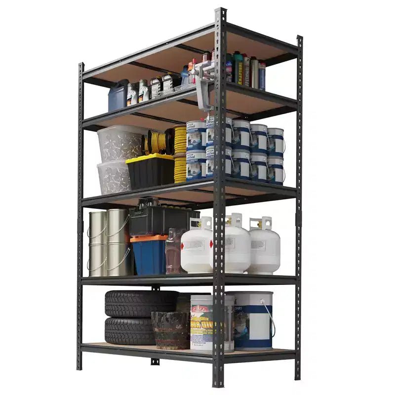 Étagères de rangement robustes à 5 niveaux, unité de rayonnage de garage en métal réglable, 183 cm de hauteur, capacité de 1000 kg