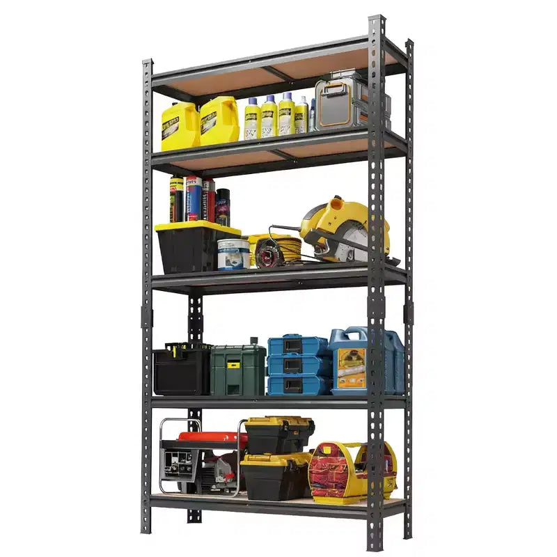 Étagères de rangement robustes à 5 niveaux, unité de rayonnage de garage en métal réglable, 183 cm de hauteur, capacité de 1000 kg