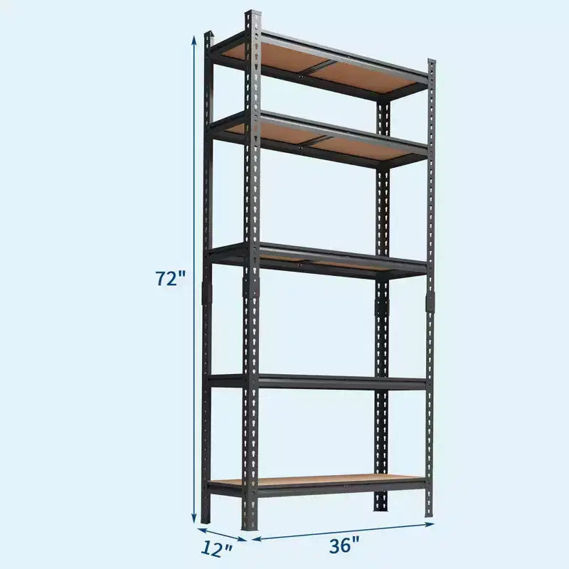 Étagères de rangement robustes à 5 niveaux, unité de rayonnage de garage en métal réglable, 183 cm de hauteur, capacité de 1000 kg