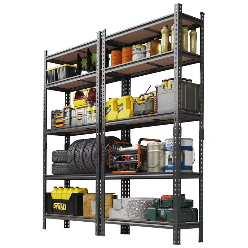 Étagères de rangement robustes à 5 niveaux, unité de rayonnage de garage en métal réglable, 183 cm de hauteur, capacité de 1000 kg