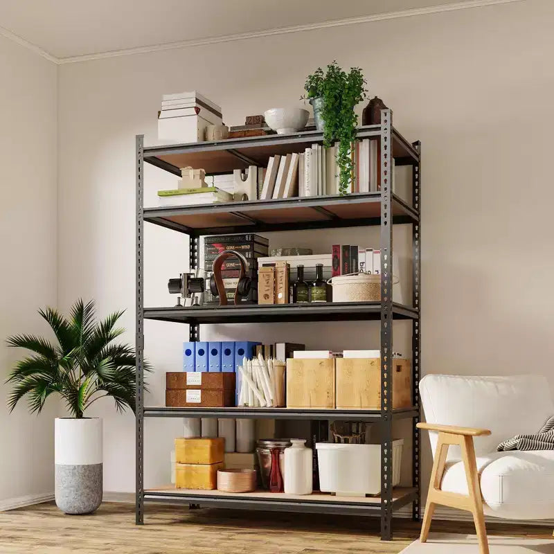 Étagères de rangement robustes à 5 niveaux, unité de rayonnage de garage en métal réglable, 183 cm de hauteur, capacité de 1000 kg