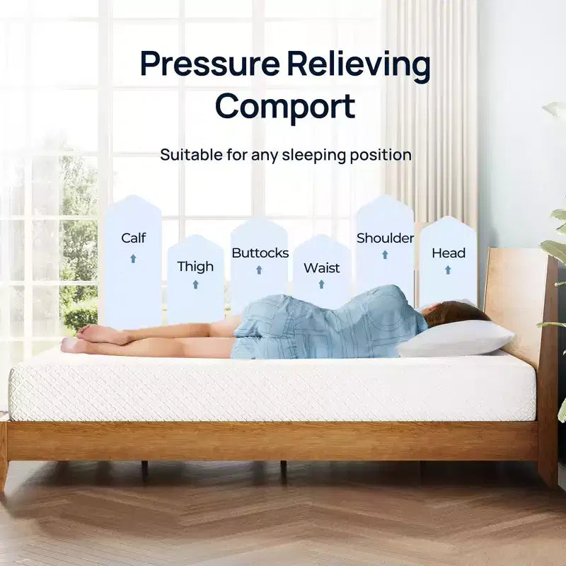 Matelas en mousse à mémoire de forme rafraîchissante de 6 pouces pour adulte, mousse de soutien au charbon de bambou, fermeté moyenne
