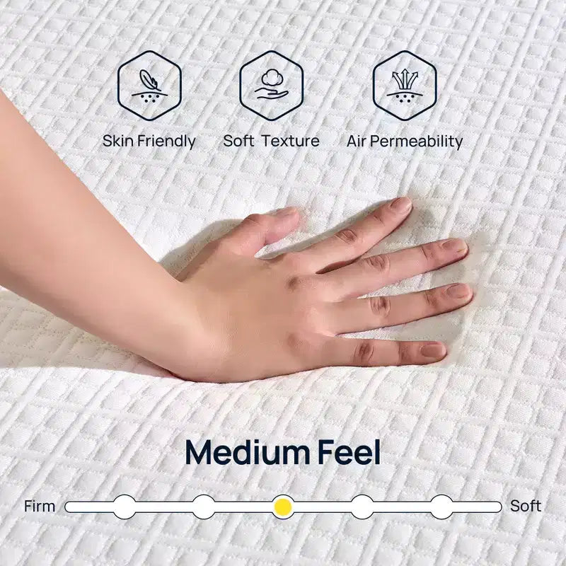 Matelas en mousse à mémoire de forme rafraîchissante de 6 pouces pour adulte, mousse de soutien au charbon de bambou, fermeté moyenne