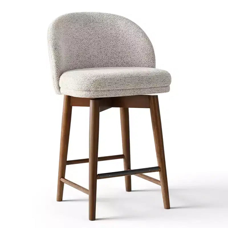 Lot de 2 tabourets de comptoir pivotants modernes avec assise rembourrée, chaises de bar ou d'îlot de cuisine pivotantes à 360° avec pieds en bois massif