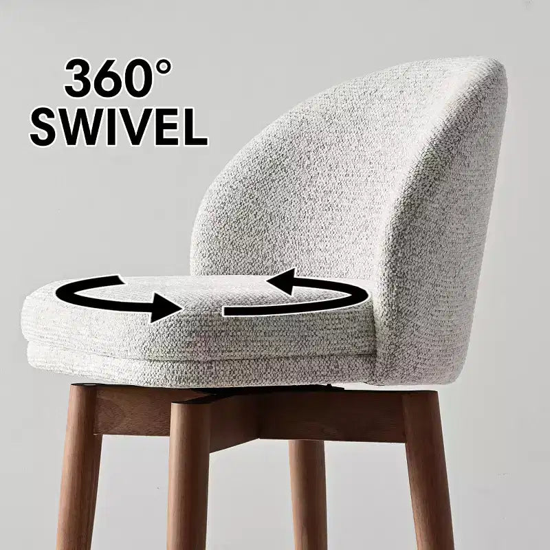 Lot de 2 tabourets de comptoir pivotants modernes avec assise rembourrée, chaises de bar ou d'îlot de cuisine pivotantes à 360° avec pieds en bois massif
