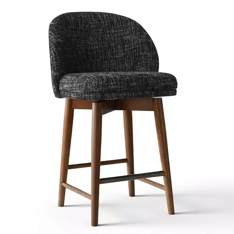 Lot de 2 tabourets de comptoir pivotants modernes avec assise rembourrée, chaises de bar ou d'îlot de cuisine pivotantes à 360° avec pieds en bois massif