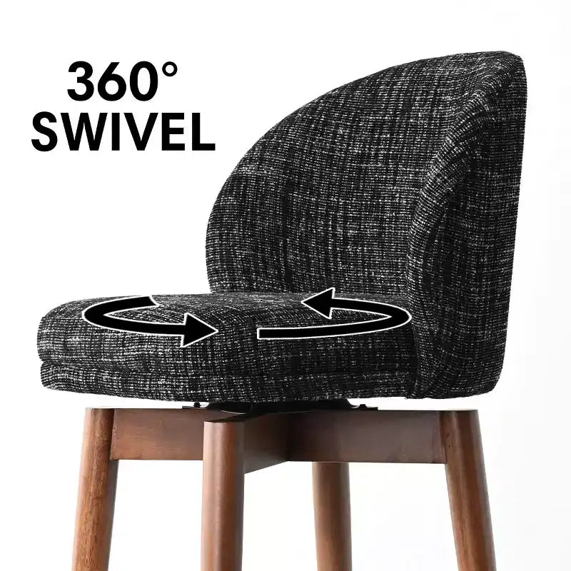 Lot de 2 tabourets de comptoir pivotants modernes avec assise rembourrée, chaises de bar ou d'îlot de cuisine pivotantes à 360° avec pieds en bois massif