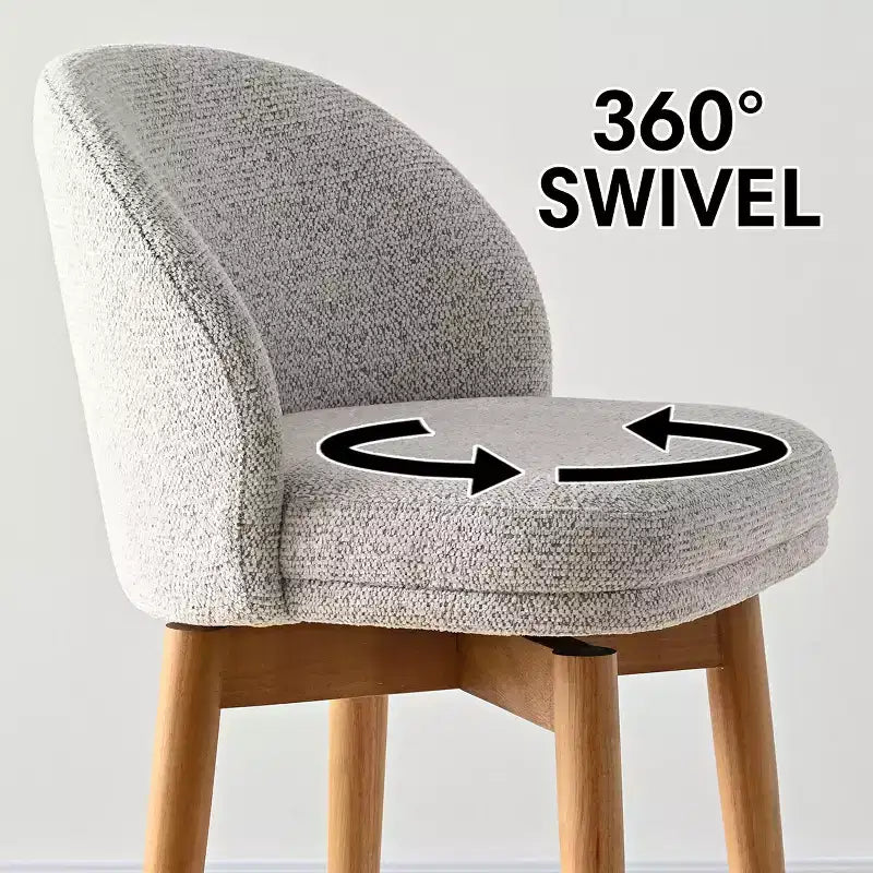 Lot de 2 tabourets de comptoir pivotants modernes avec assise rembourrée, chaises de bar ou d'îlot de cuisine pivotantes à 360° avec pieds en bois massif